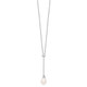 Sterling Silver Rhodium-plated 8-9mm White FWC Pearl CZ Drop Necklace QH5389-18