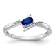 14k White Polished Oval Diamond Blue Sapphire Bypass Ring RM5740-SA-001-WA
