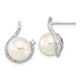 Majestik Sterling Silver Rhodium-plated 10-12mm White Imitation Shell Pearl and CZ Earrings and Spring Ring Clasp 17 inch Necklace Set QMJS108W
