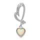 Sterling Silver Rhodium Plated Opal and CZ Heart Pendant QP785