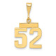 14k Small Polished Number 52 Charm SP52