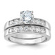 Sterling Silver Rhodium Plated CZ Engagement Ring and CZ Wedding Band Two Piece Set QR1329-8