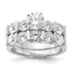 Sterling Silver Rhodium Plated CZ Engagement Ring and CZ Wedding Band Two Piece Set QR1334-8