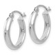 14k White Gold Round Tube Hoop Earrings TF106