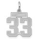 Sterling Silver/Rhodium-plated Satin Number 33 Charm QPS33