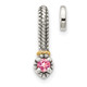 Shey Couture Sterling Silver Antiqued with 14k Accent Polished Pink Tourmaline Chain Slide Pendant QTC1704