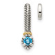 Shey Couture Sterling Silver Antiqued with 14k Accent Polished Blue Topaz Chain Slide Pendant QTC1711