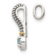 Shey Couture Sterling Silver Antiqued with 14k Accent Polished Blue Topaz Chain Slide Pendant QTC1711