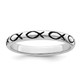 Sterling Silver Rhodium-plated Polished Antiqued Ichthus Ring QR6586-8