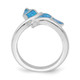 Sterling Silver Rhod-plated Blue Inlay Created Opal Whale Tail Ring QR6571-6