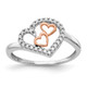 14k White Gold and Rose Gold Diamond Heart Ring RM5718-013-WRA