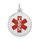 14k White Gold Red Enamel Medical Jewelry Pendant XM445