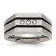 Chisel Titanium Brushed and Polished Black IP-plated CZ Signet Ring TB430-10