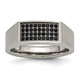 Chisel Titanium Brushed and Polished Black IP-plated CZ Signet Ring TB429-12
