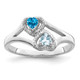 Sterling Silver Rhodium-plated Synthetic 2 Stone Mother's Ring XMR64/2SS-9