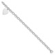 14k White Gold 8.5in Polished Engravable Link with Heart Charm Bracelet WLK313-8.5