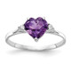 14k White Gold 7mm Heart Amethyst AA Diamond ring X9681AM/AA