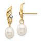 14K 5-6mm White Rice FW Cultured Pearl .02ct Diamond Dangle Earrings XE3236AA