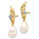 14K 5-6mm White Rice FW Cultured Pearl .02ct Diamond Dangle Earrings XE3236AA