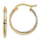 14K Yellow and White Gold Diamond Cut Twisted Hoop Earrings TL678