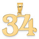 14k Polished Number 34 Pendant APN34