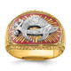 IBGoodman 10k Two-tone Men's Polished and Textured with Multi-color Enamel Masonic Shriner's Ring B02437-0YW