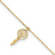14K Polished Feather Dangle 9in Plus 1in ext. Anklet ANK345-9