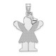 14k White Gold Medium Girl with Bow on Right Engravable Charm XK427
