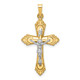 14k Two-tone Hollow Polished Fleur de Lis Crucifix XR1729