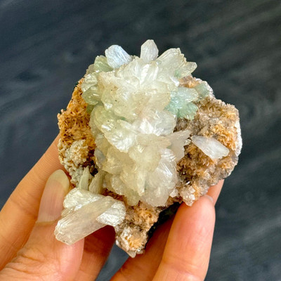Green Apophyllite, Heulandite, and Stilbite Crystal Cluster from India- 13435