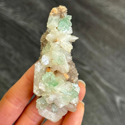 Green Apophyllite, Heulandite, and Stilbite Crystal Cluster from India- 13437