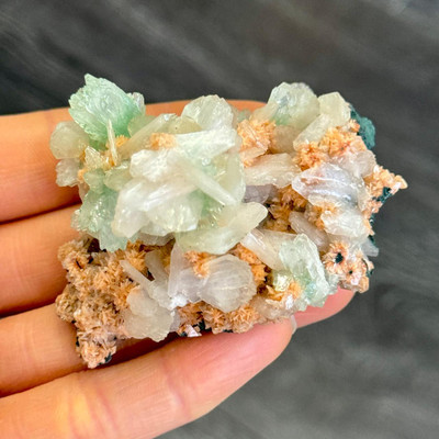 Green Apophyllite, Heulandite, and Stilbite Crystal Cluster from India- 13438