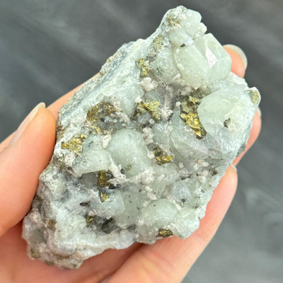 Green Datolite Cluster with Pyrite from Mexico-13440