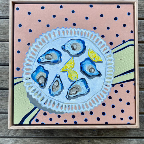 Spotted Linen with Oysters  (43cm x 43cm)