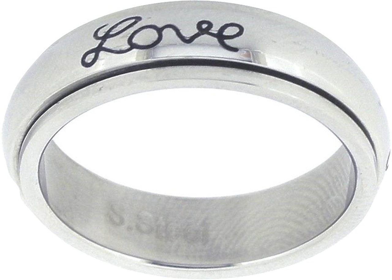 True Love Waits purity abstinence spin ring in stainless steel