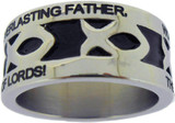 SILVER STAINLESS STEEL "HANDEL'S MESSIAH" ICHTHUS RING 609. 
“WONDERFUL, COUNSELLOR, THE MIGHTY GOD, THE EVERLASTING FATHER,” 
“THE PRINCE OF PEACE. KING OF KINGS AND LORD OF LORDS!”