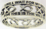 STERLING SILVER “I WILL WAIT FOR MY BELOVED     1 THESSALONIANS 4:3” PURITY CUTOUT ICHTHUS RING STYLE 841.