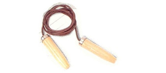 Leather Jump Rope with Wood Handle