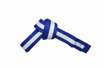 Blue Karate Belt with White Stripe