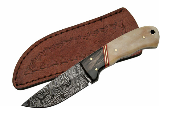 7" DAMASCUS BONE HUNTER WITH SHEATH