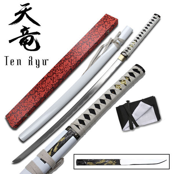 Ten Ryu HAND FORGED SAMURAI SWORD W/ SMALL DAGGER