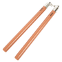 These nunchucks have a 3/4'' diameter. 11'' long handles and each pair of nunchakus have a 3 link chain.