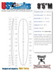 9'5" M Blank, Blue, 1/4" Darkwood Stringer