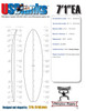 7'1"EA US Blanks, Yellow, 5/32" 5-ply Appelcore, Natural Rocker