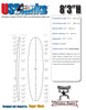 8'3"H US Blanks, Blue, 3/16" Darkwood, +3/8"N14" +1/4"T18" Rocker