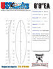 6'9"EA US Blanks, Red, 2x Black 1/8" Appelcore 1" Apart, Natural Rocker