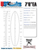 7'6"EA US Blanks, Blue, 3/16" Bass w/ 2x 1/8" Bass 5" out, Natural Rocker