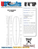 8'4"SP US Blanks, Blue, Triple Stringer 3/16"Bass +2x 1/8"Bass 5.5"offset, Natural Rocker