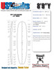 8'9"Y US Blanks, Blue, Triple Stringer 3/16"Redwood +2x 1/8"Redwood 6" offset, Natural Rocker