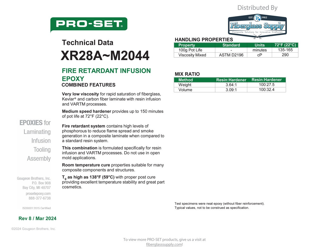 PRO-SET® XR28A-2 Fire Retardant Infusion Resin